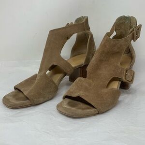 Rag & Bone Madison tan suede leather open toe shoes sandals heels
